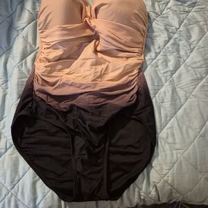 Calvin Klein Peach and Black One Piece Swimsuit